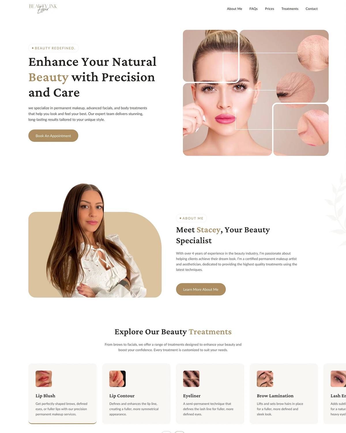 Beauty Ink Essex landing page