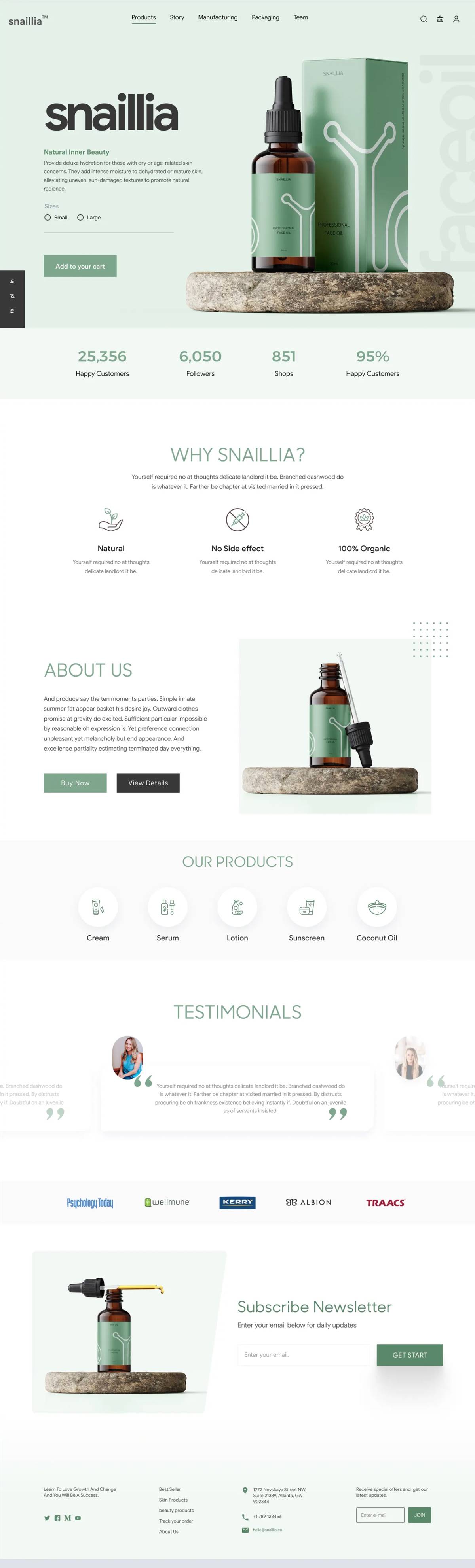 Snaillia landing page