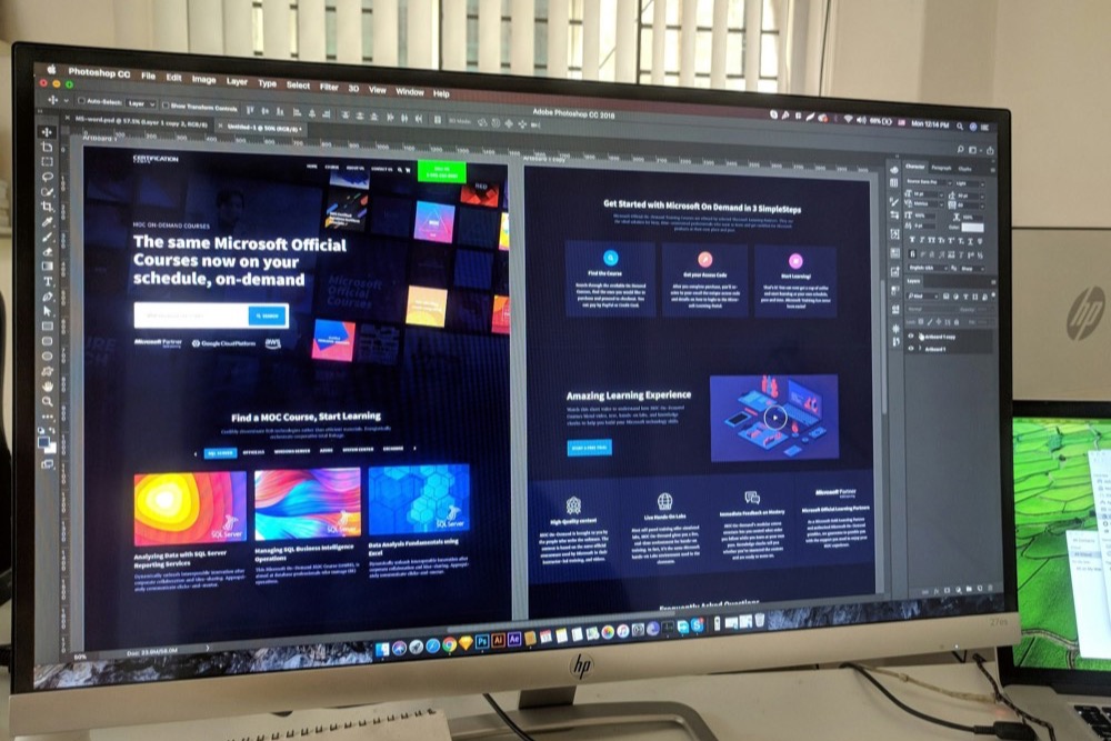 A store layout being designed on a large monitor